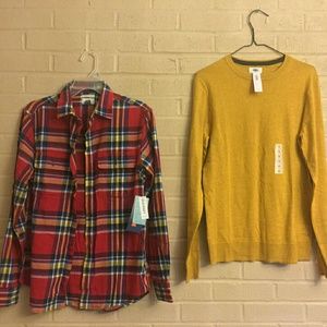 Old Navy Flannel Shirt & Sweater set Sz Small, NWT